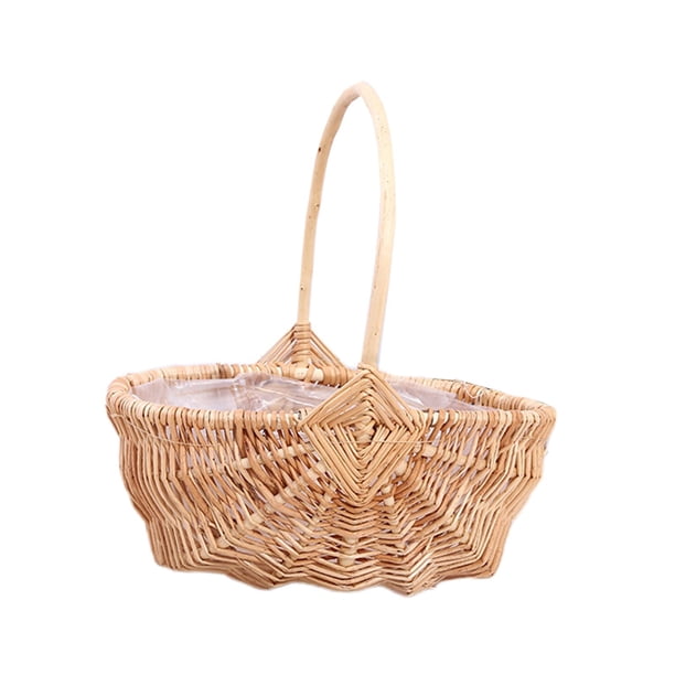 Cesta de almacenamiento, cesta de flores, cesta decorativa para huevos de Pascua, cesta de mimbre con L