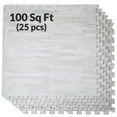 thumbnail image 2 of Clevr  100 Sq. Ft 3/8 Inch Thick Interlocking Foam Mats Flooring, White Wood, 2 of 7