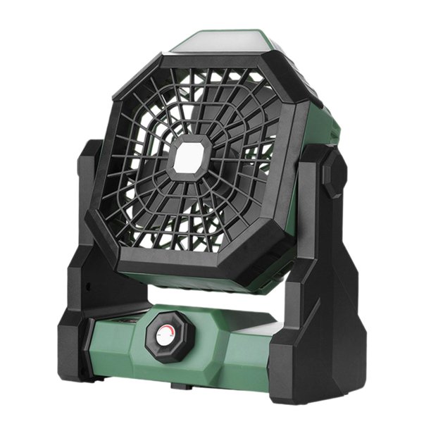 Ventilador de Camping con linterna LED, ventilador para tienda de campaña, ventilador Personal, ventilador portátil ajustable en ángulo, ventilador de Verde