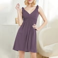 thumbnail image 2 of FAIWAD Robe pour Femme Grande Taille Tendance Froncée à Col en V Robe Débardeur Été Décontractée Sans Manches Fluide Évasée Mini Robes, 2 of 3