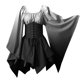 thumbnail image 1 of Vestido medieval de mujer con mangas acampanadas y corsé - Traje gótico retro para cosplay, poliéster, color liso, lavado a mano, tallas reales, 1 of 5