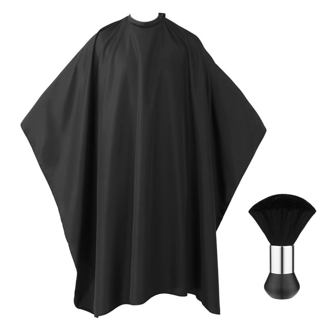 FRCOLOR Capa de salón Capa de barbero profesional con plumero de cuello con cierre a presión para peluquería Peluquería Peluquería Peluquería (Negro)