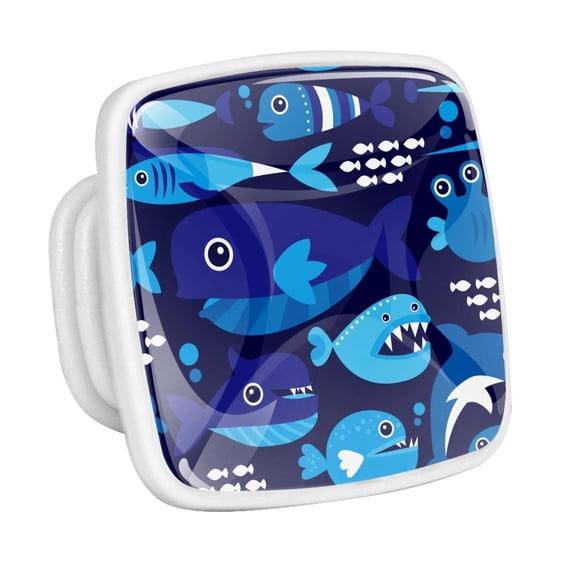 4PCS Square Cabinet Fluorescence Knob Glowing in the Dark Furniture Drawer Pulls Handle with Screws Whale