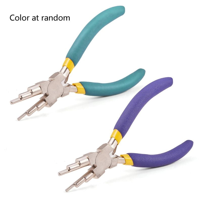6 in 1 Wire Wrapper Looping Forming Jewelry Plier 6-Steps Multi Size Barrels Pliers Bail Jewelry Making Colors at Random