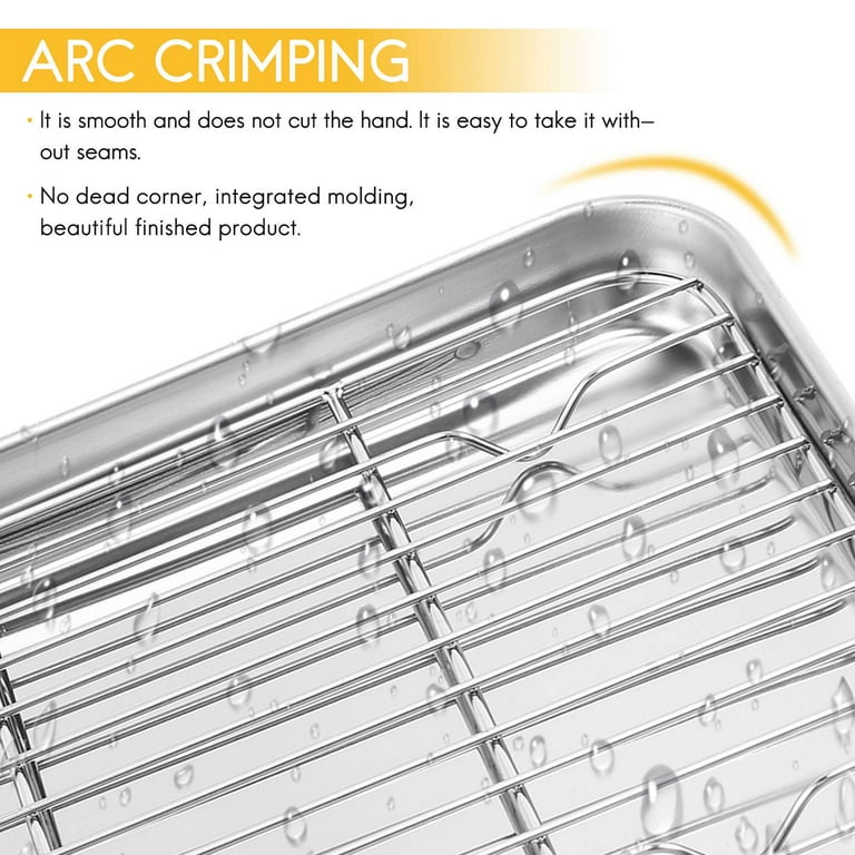 9 Inch Toaster Oven Tray and Rack Set, Small Stainless Steel Baking Pan  with Cooling Rack,Dishwasher Safe Baking Sheet