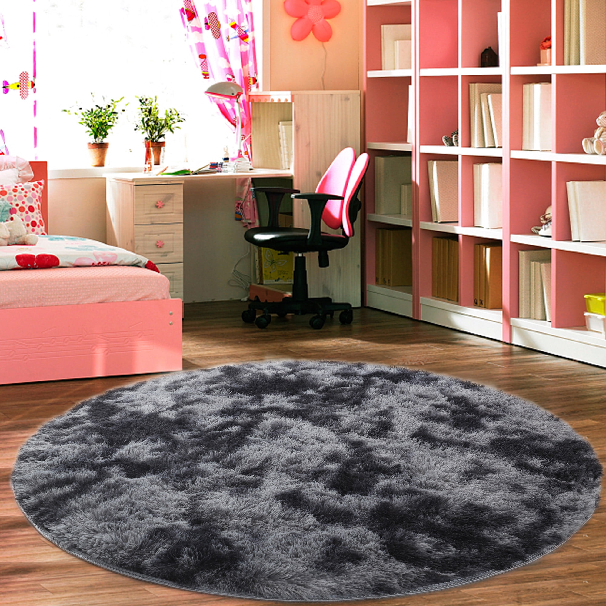 Youloveit Round Fluffy Soft Area Rugs For Kids Room Plush Gy Carpet Cute Circle Rug Boys Girls Bedroom Living Home Decor Circular 4x4ft 5 3x5 3ft 6x6ft Com