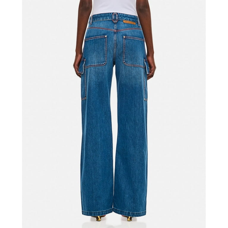 Stella Mccartney Women's Front Zip Cargo Denim Blue Sizes