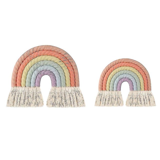 Tapiz de macramé de arcoíris para colgar en la pared, decoración del hogar de estilo nórdico Bih