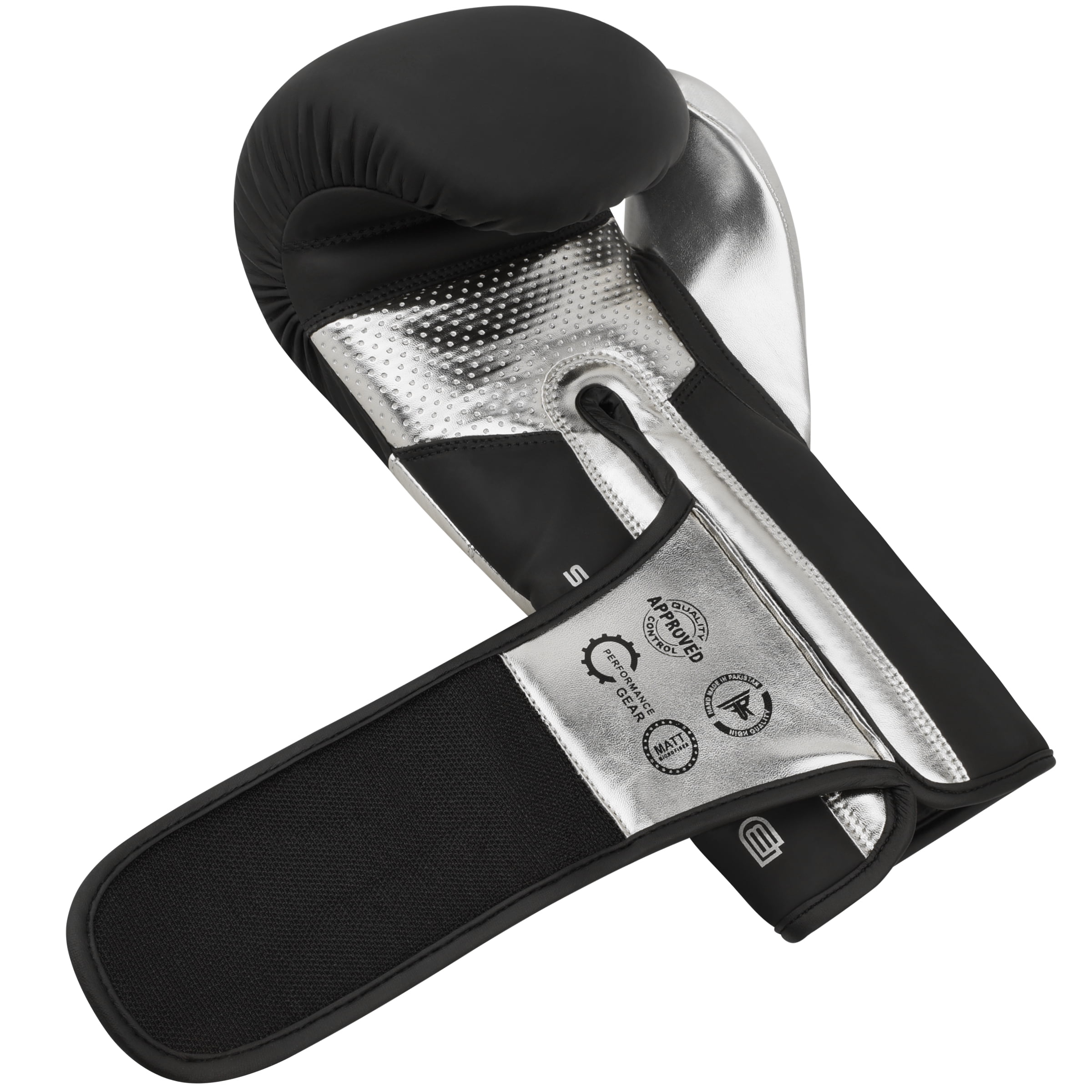 BULGING DERMIS Metallic Leather Boxing Gloves, Silver Black