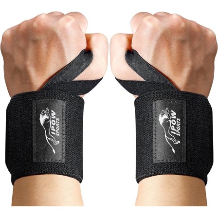IPOW Anti-Slip 2-Pack Weight Lifting Straps, Black