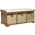 thumbnail image 3 of SAFAVIEH Lonan 3 Wicker Basket Storage Bench with Cushion Top, Medium Walnut/White, 3 of 6