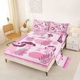 thumbnail image 2 of Erosebridal Lion Wildlife Kids Full Size Sheets, Leaf Plant Bed Sheets, Pink, 4 Pieces, 2 of 5