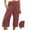 Wine, variant on leijia Plus Size Women's Linen Capris Pants High Waisted Drawstring Casual Cropped Pants Lightweight Summer Lounge Pants