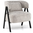 thumbnail image 1 of Costway Faux Rabbit Fur Upholstered Armchair w/Lumbar Pillow & Metal Legs Gray, 1 of 8