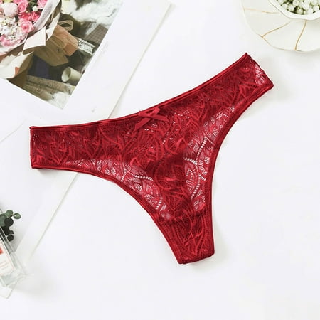 DondPO Womens Underwear Panties for Women Low Lace Patchwork For In Women Color Panties Sexy Thong Waist Solid Lingerie for Women Seamless Underwear Cotton Underwear Red XL