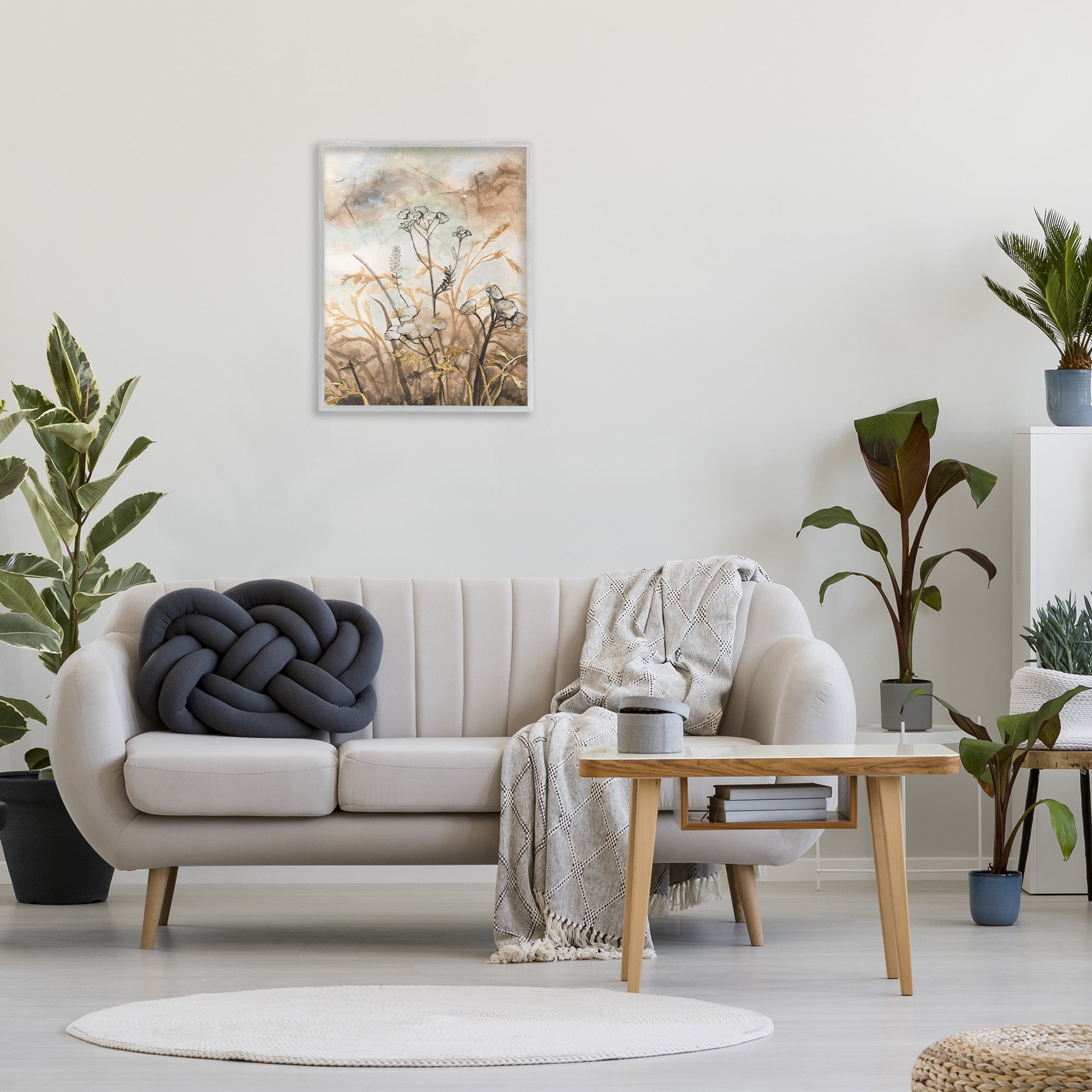 Stupell Industries Neutral Landscape Collage Landscape Painting Gray Framed Art Print Wall Art, 24 x 30