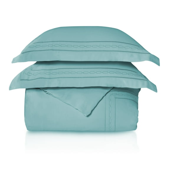 1000 Thread Count Embroidered Egyptian Cotton Duvet Cover Set - Cal King, Teal