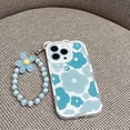 thumbnail image 4 of Compatible for iPhone 14 Pro Max Case Cute Floral Bear Camera Lens Case for Women Girls, Soft TPU Shockproof Protective Cover with Lovely Flower Bracelet Chain - Blue Bear Flower2, 4 of 13