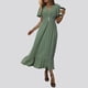 thumbnail image 5 of Puntoco Vestido De Manga Corta Con Cuello En V, Vestido Ajustado De Mujer De Color Liso Verde L, 5 of 9