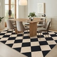 thumbnail image 2 of HIWEAVER Black/White 5' x 7' Modern Geometric Easy Jute Area Rug for Living Room Washable Checkered Print Indoor Outdoor Carpet Non-Slip Stain-Resistant Kitchen Throw Mat Low Pile Patio Rug Decor, 2 of 6