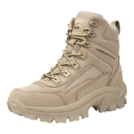 

Povozer Waterproof Steel Toe Boots for Men Work Boots Lightweight Sneaker Non-slip Side Zipper Boots(Brown 7.5)