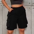 thumbnail image 7 of yillto Women's Cargo Shorts with 6 Pockets Elastic Waist Knee Length Long Hiking Summer Baggy Casual Shorts, 7 of 7