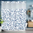thumbnail image 6 of Blue Leaves No Hooks Shower Curtain with Snap-in Liner American Pastoral Spring Farmhouse Leaf Shower Curtains for Bathroom, Waterproof, Easy Install, Washable 72"x78", 6 of 9