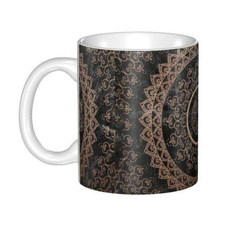 

Ceramic Mug Funny Coffee Milk Tea Mug Cup Mandala Rose Gold And Black Marble Cup