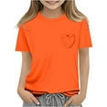 thumbnail image 2 of Big Kid Girls Short Sleeve Heart Pocket T Shirts Casual Tee Tops Blouse Girls Tops Size 6x Camisole Size 5 Cute Loose for Teen Referee Top Long Sleeve Shirt for( 2 12 Years) 14-15 Years Orange, 2 of 8
