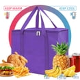 thumbnail image 7 of Hengbo 3 Pack Large Insulated Grocery Shopping Bags Reusable Bag Thermal Zipper Collapsible Tote Cooler Food Transport Hot and Cold for Camping Reusable and Sustainable Purple, 7 of 7