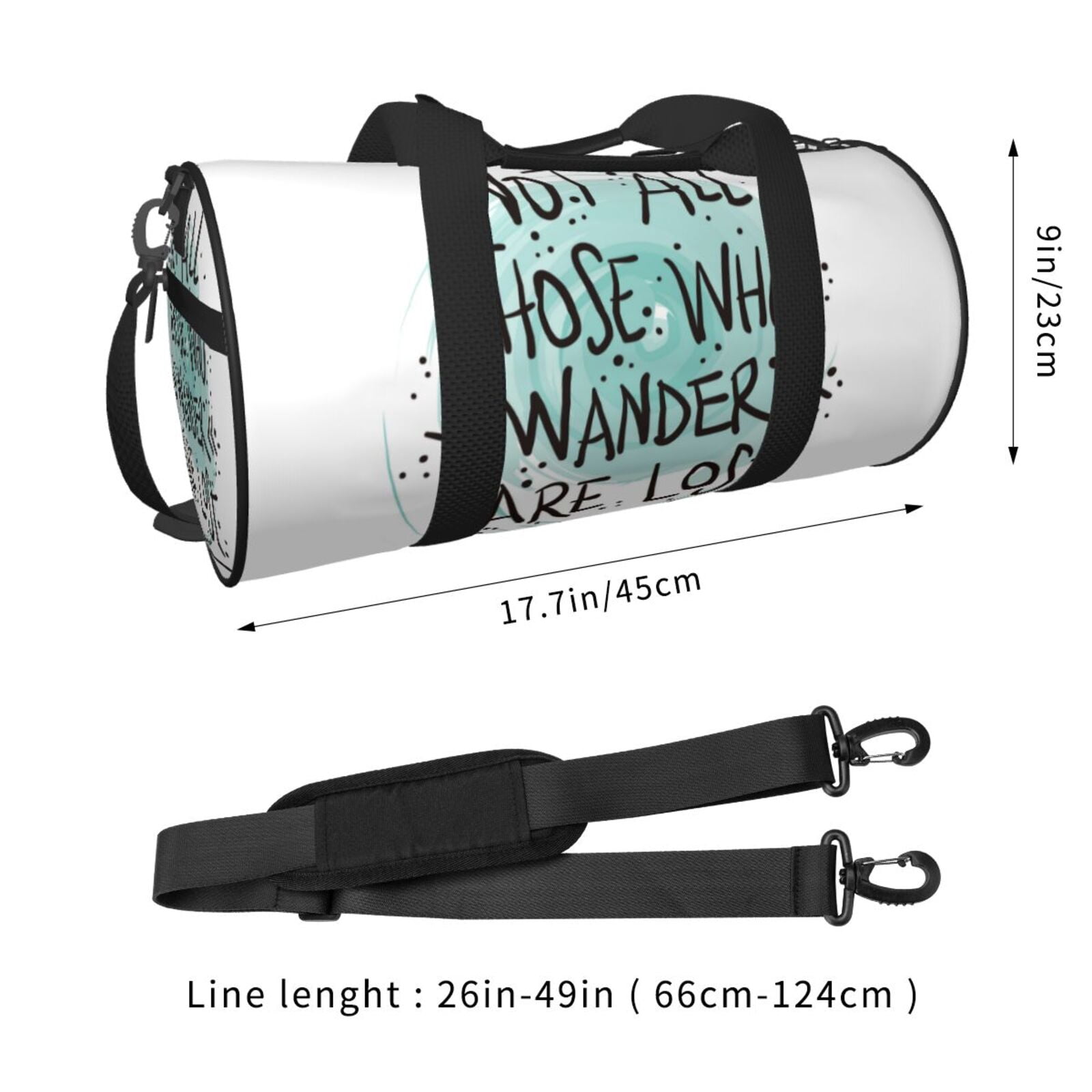 Vsdgher Not All Who Wander Are Lost1 45L Foldable Duffel Bag, Sports Gym Bag,Overnight Bag, Portable Weekender Bag for Airplanes