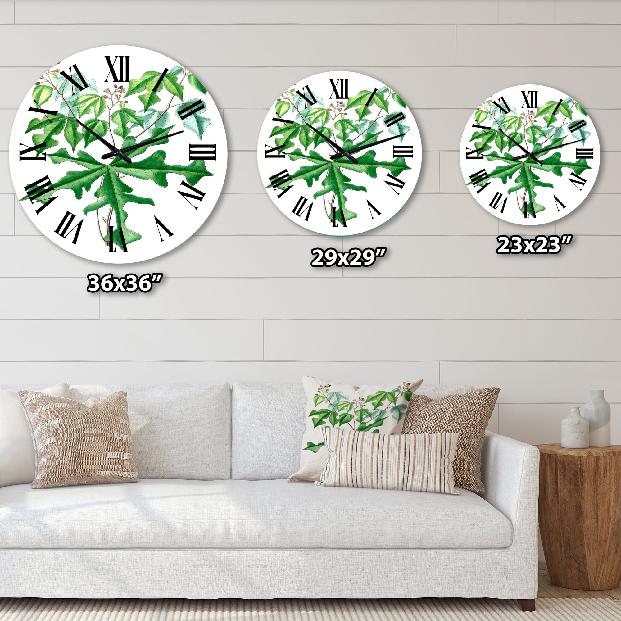 Designart 'Vintage Drawing Of Wild Plants' Traditional Wall Clock