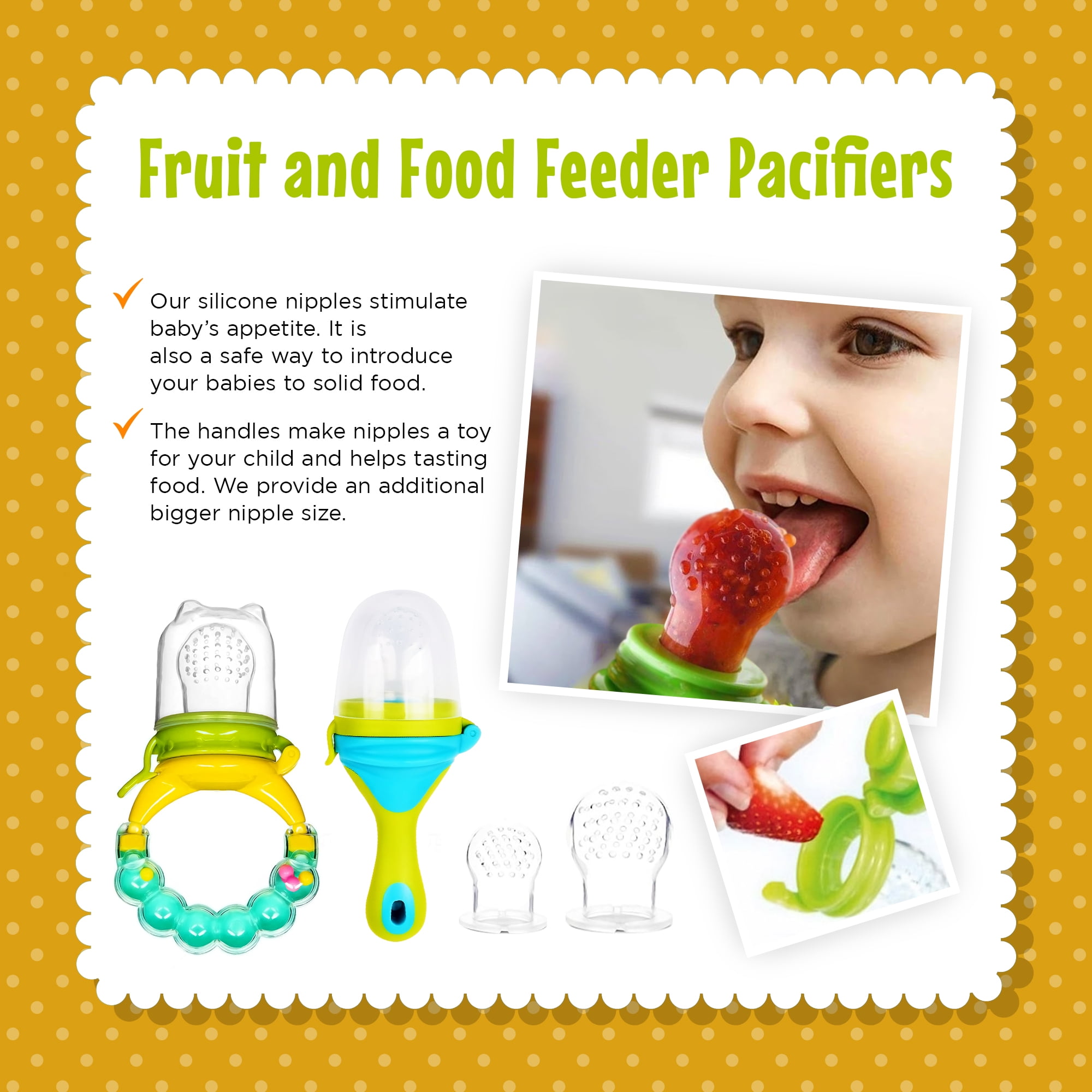 Bumblebee Baby Fruit Food Feeder PacifierTeether Toys Set