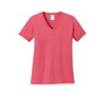 thumbnail image 5 of Port & Company Ladies Core Cotton V Neck Tee-XS (Coral), 5 of 6