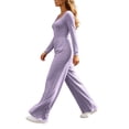 thumbnail image 6 of Edvintorg Rompers for Women One Piece Square Neck Long Sleeve Loose Casual Jumpsuit with Wide Leg Pant Trendy Womens Clothes S-2XL Purple, 6 of 6