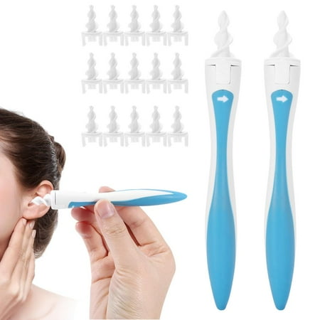 Spiral Earwax Removal Cleaning Soft Ear Care Cleaner Swabs with 16Pcs Replacement Heads, Soft Earwax Removal, Ear Cleaner Swabs