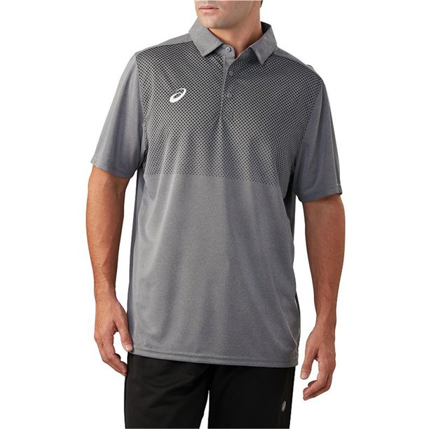 ASICS Hombres Hex Rugby Polo Shirt, Gris, X-Large