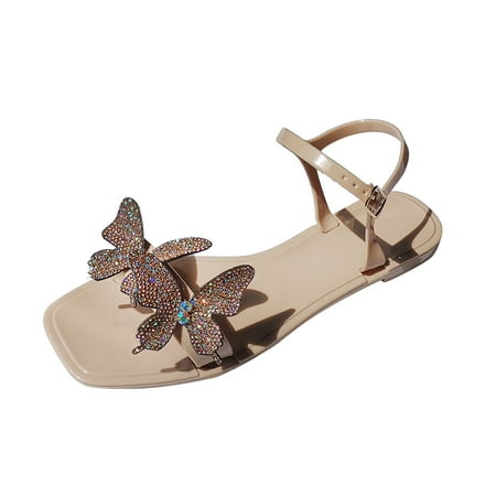 

Daznico Sandals Women Women Shoes Bowknot Bright Diamond Sandals Flash Butterfly Flat Sandals Orthopedic Sandals for Women Summer Sandals for Women 2024(Color:Beige Size:US 8.5)