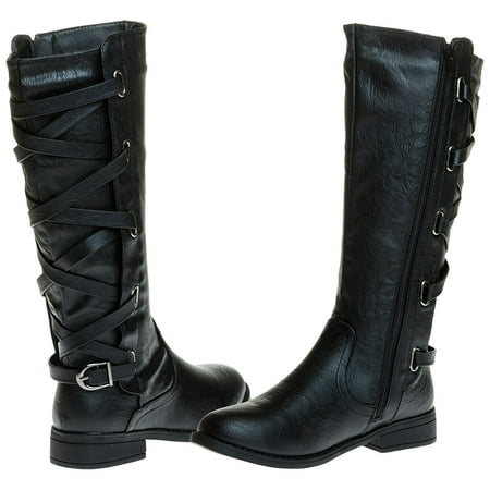 

Sara Z Ladies Riding Boot With Lace Up Back Strap (Black) Size 6
