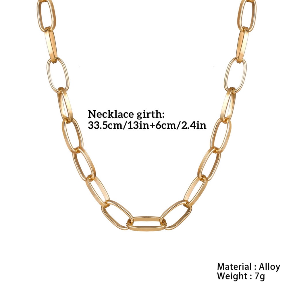Women Necklace Retro Punk Short Thick Clavicle Link Chain Short  