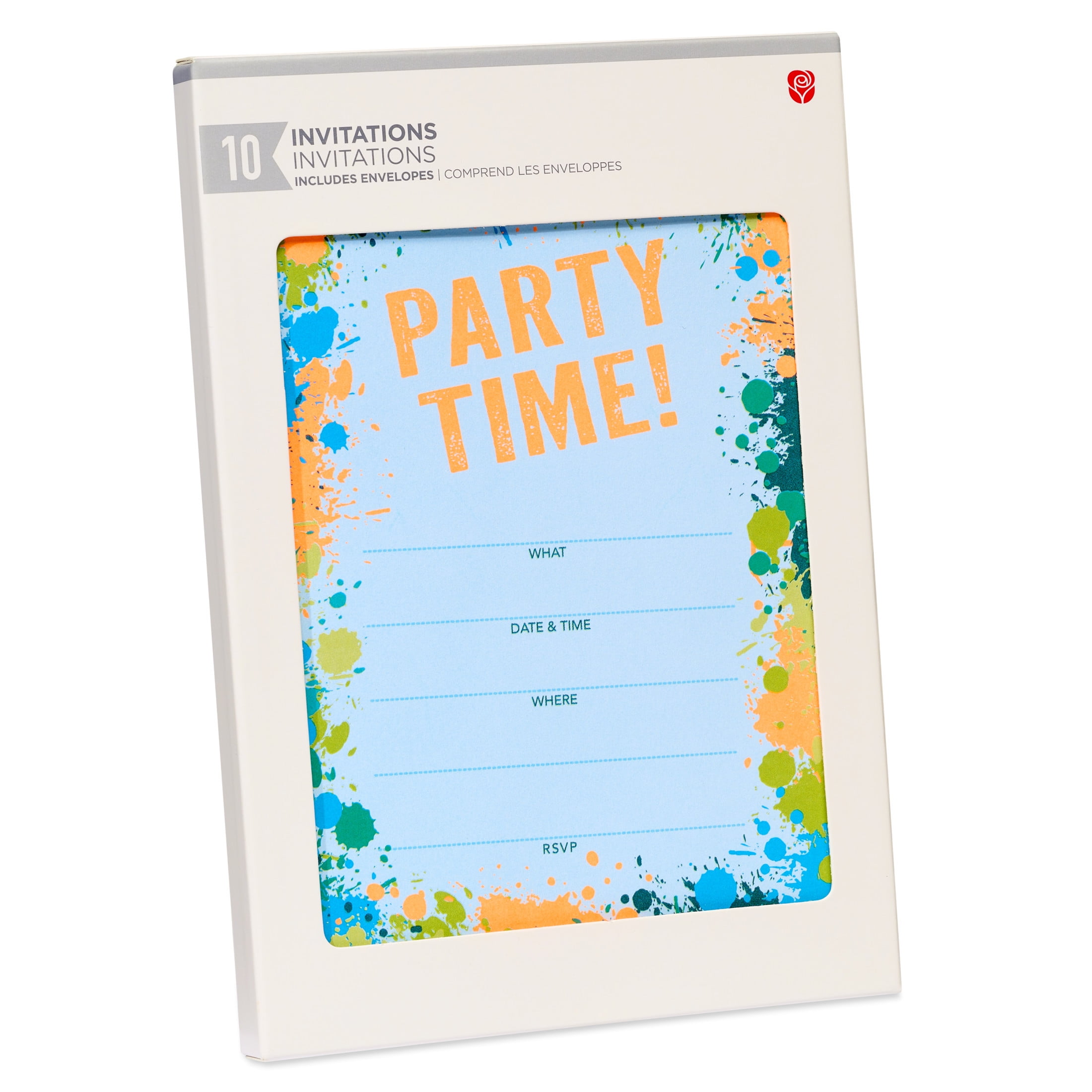 American Greetings Blue Stationery Party Invitations, Paint Splatter (10-Count)