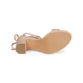 thumbnail image 5 of BLISSFUL STEP Women's Sandals Solid Summer Block Heels Lace up Sandals Nude 6.5, 5 of 7