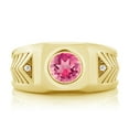 thumbnail image 2 of Gem Stone King 2.38 Ct Pink Mystic Topaz 18K Yellow Gold Plated Silver Men's Ring, 2 of 5