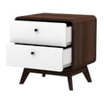 thumbnail image 3 of Ren Home Leva Scandinavian 2 Drawer Curved Nightstand, Walnut and White, 3 of 9