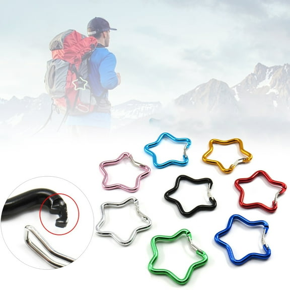 ZenCart 5Pcs Five-pointed Star Shaped Carabiner Heavy Duty Aluminum Alloy Portable Lightweight Outdoor Camping Climbing Snap Hook Clip Hanging Buckle