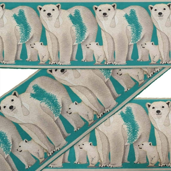IBA Indianbeautifulart Black Polar Bear Animal Fabric Laces For Crafts Printed Velvet Trim Fabric Sewing Border Ribbon Trims 9 Yards 2 Inches