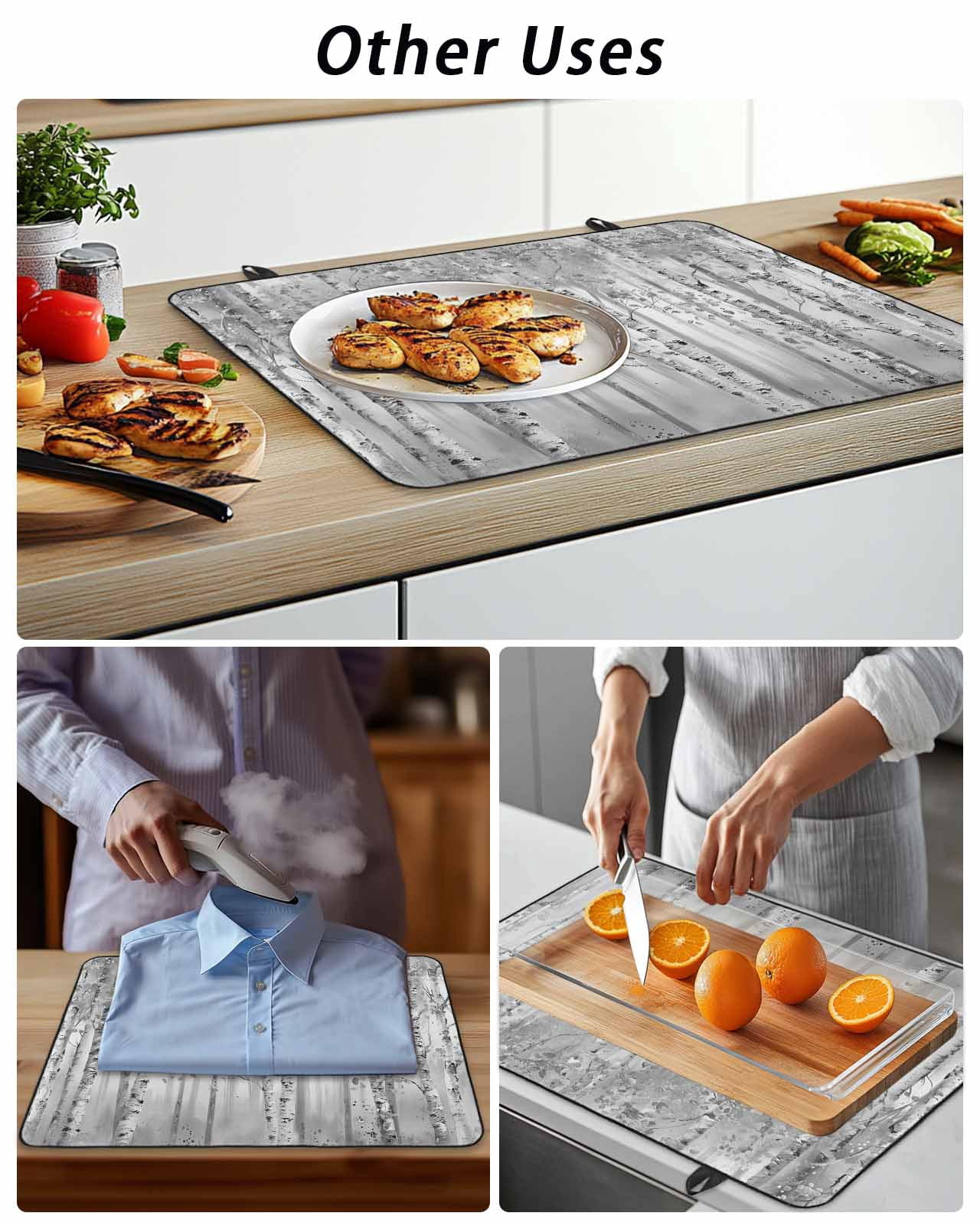 Stove Top Covers for Electric Stove, Gray Grey Forest Glass Stovetop Cover Protector, Grey Modern Art Oil Painting Induction Cooktop Protector Oven Mat for Kitchen Countertop 36"x21"
