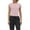Pink, variant on Women Button Down Ribbed Short Sleeve Shirts Fitted Knit Cropped Cardigan Sweaters Black M