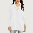 thumbnail image 2 of BiZtdJrK Half Button Sweatshirt Women Lapel Long Sleeve Polo Sweatshirts Lightweight Casual Solid Pullover Tops with Pockets White M, 2 of 10
