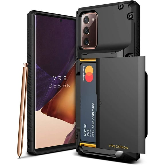 VRS Design Phone Case for Samsung Galaxy Note 20, [Damda Glide Pro] Premium Rugged Phone Wallet Case with Card Holder (Black)